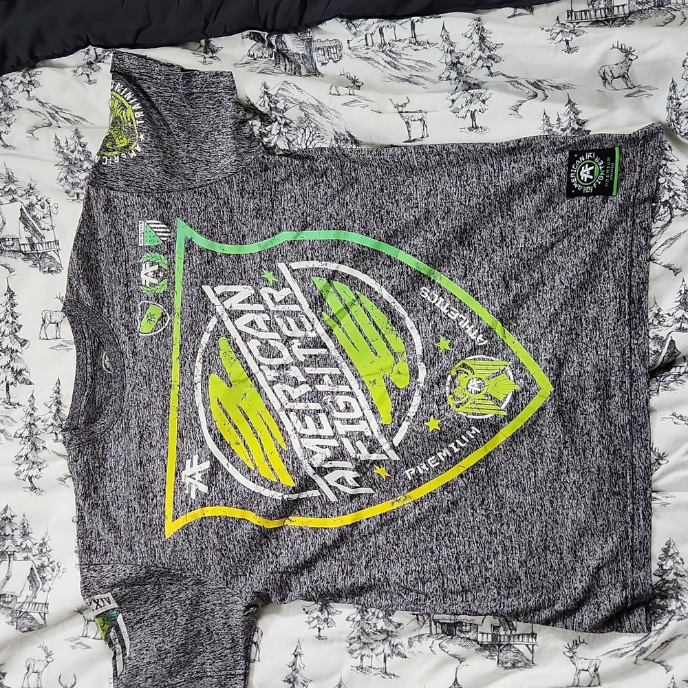 American Fighter, large, gray/black with yellow/green